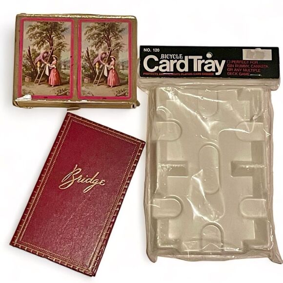 Congress Boxed Bridge Set Vintage Bridge Score Pad Book Bicycle Card Tray Bundle - Picture 2 of 16